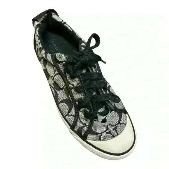 COACH Barrett II Monogram Signature C Black Gray Sneaker Size 7.5W Grey low top - Picture 4 of 13